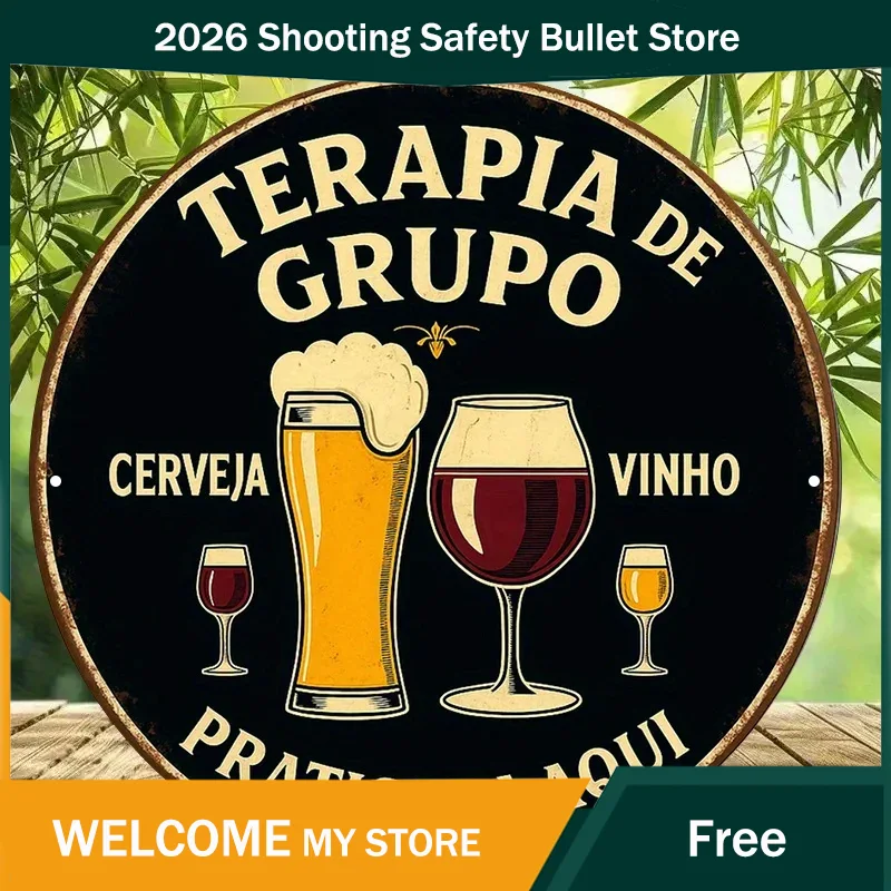 Wine Beer Europe - 8-Inch Round Portuguese & Spanish Metal