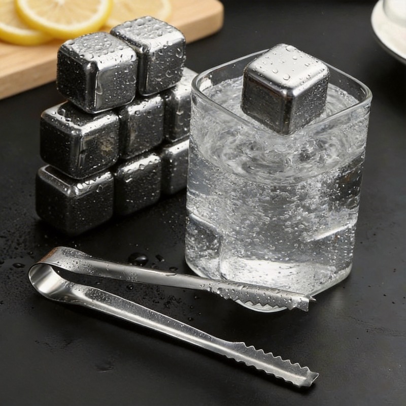 Whiskey Stone Set - Stainless Steel Ice Cubes Reusable Chilling