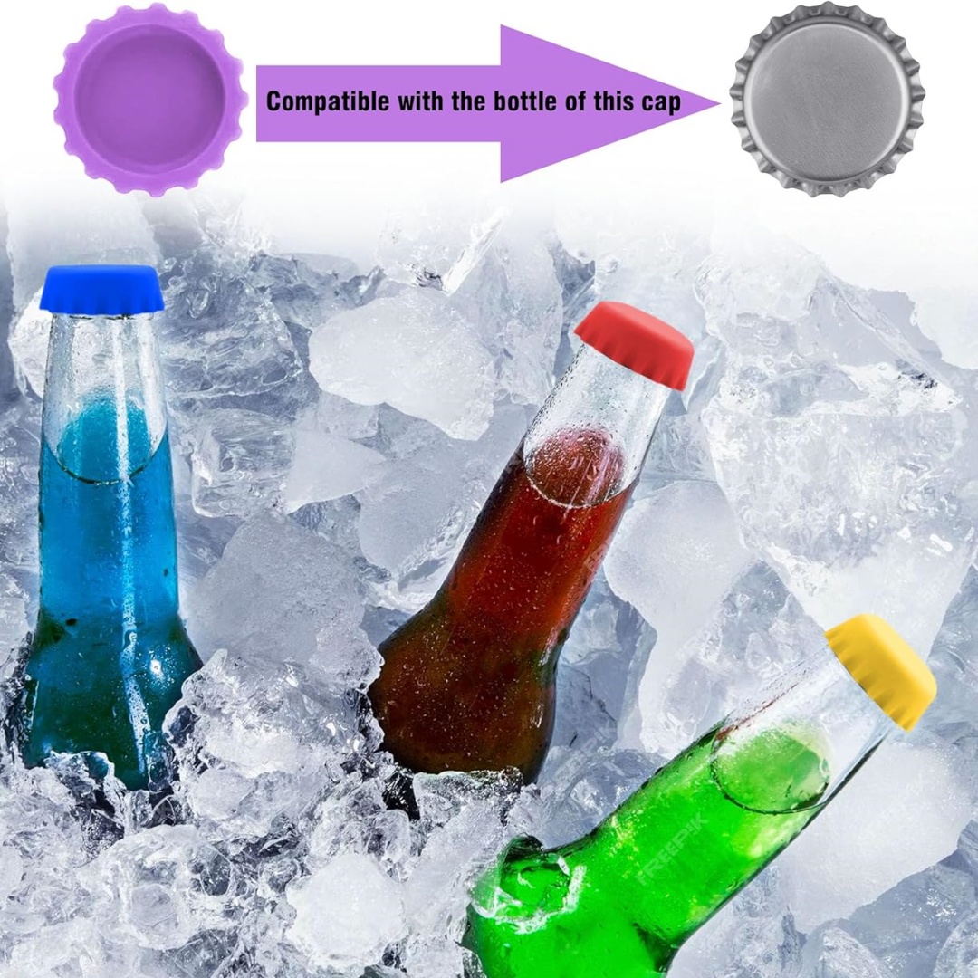 Wine Beer And More - 12-Pack Multicolor Reusable Silicone Bottle Caps,
