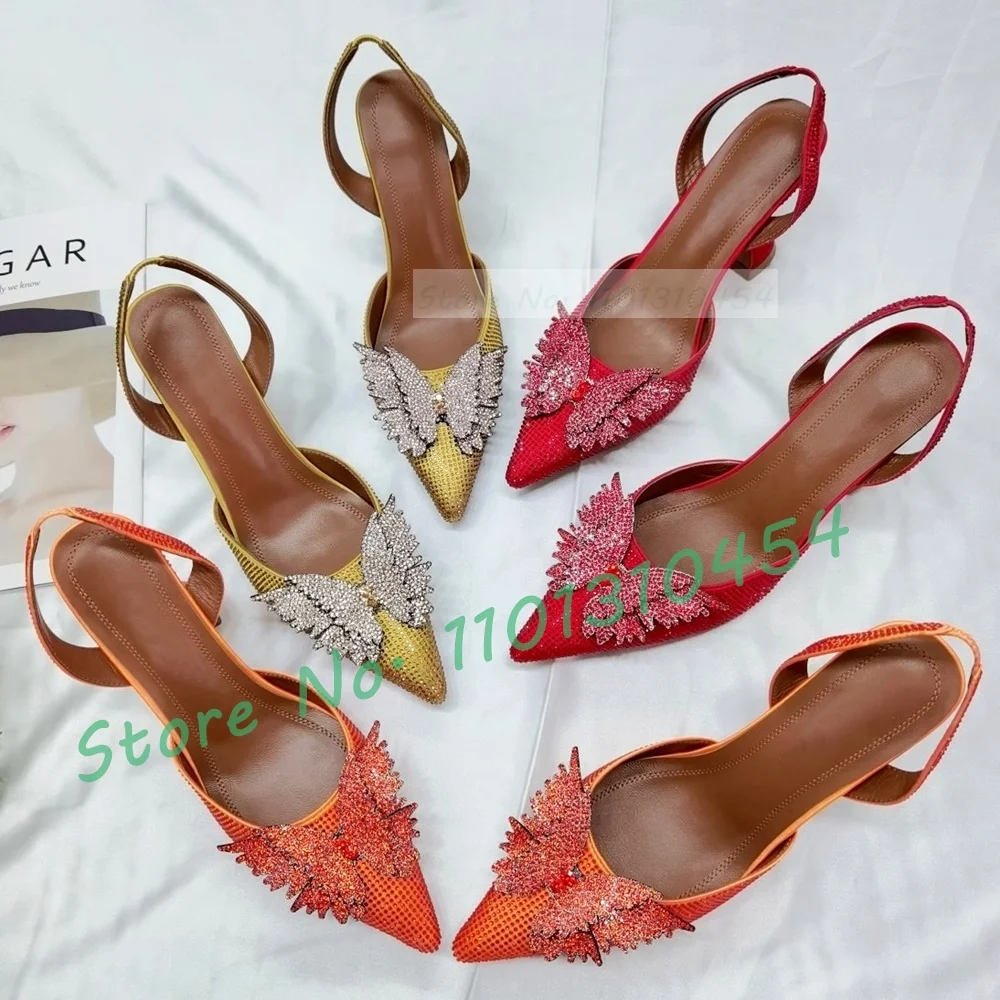 Wine & Beer Unlimited Spirits Photos - Crystal Butterfly Pointy Sandals Women Bling