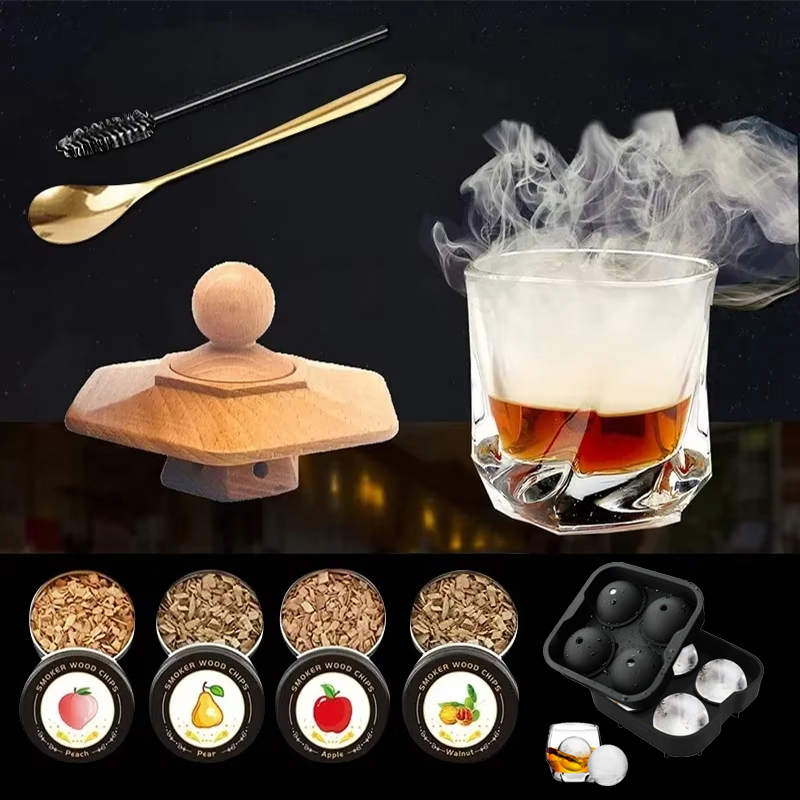 Whiskey Stone Set - Cocktail Smoker Kit for Bourbon Whiskey