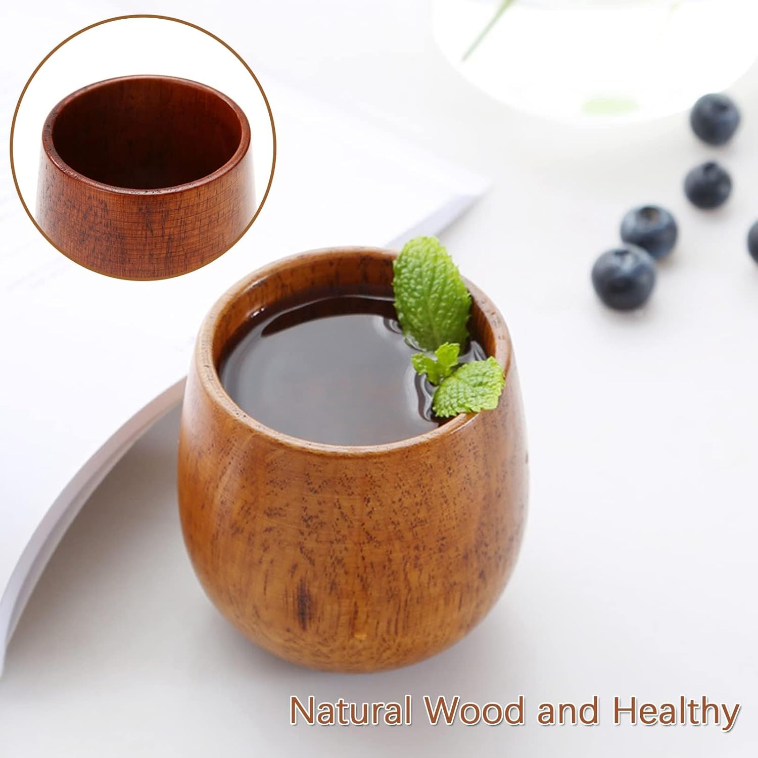 Wooden Tea Cups Top Grade Natu - Wine Beer Coffee Drink recensione e prezzo
