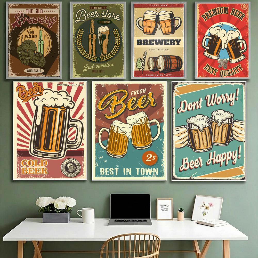 Beer Wine Retro Style Poster H - Wine Beer Europe recensione e prezzo