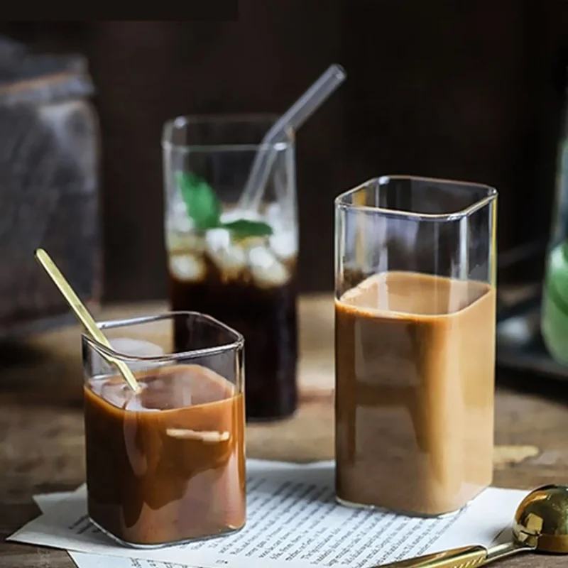 Square Simple Glass Cup Clear  - Wine Beer Coffee Drink recensione e prezzo