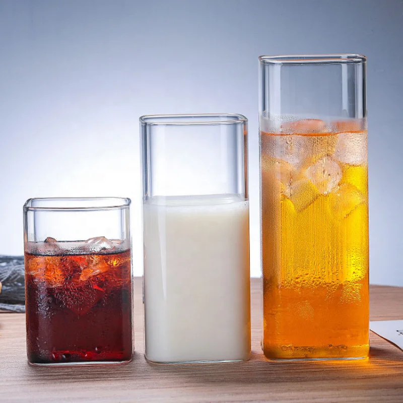 Square Simple Glass Cup Clear  - Wine Beer Coffee Drink recensione e prezzo