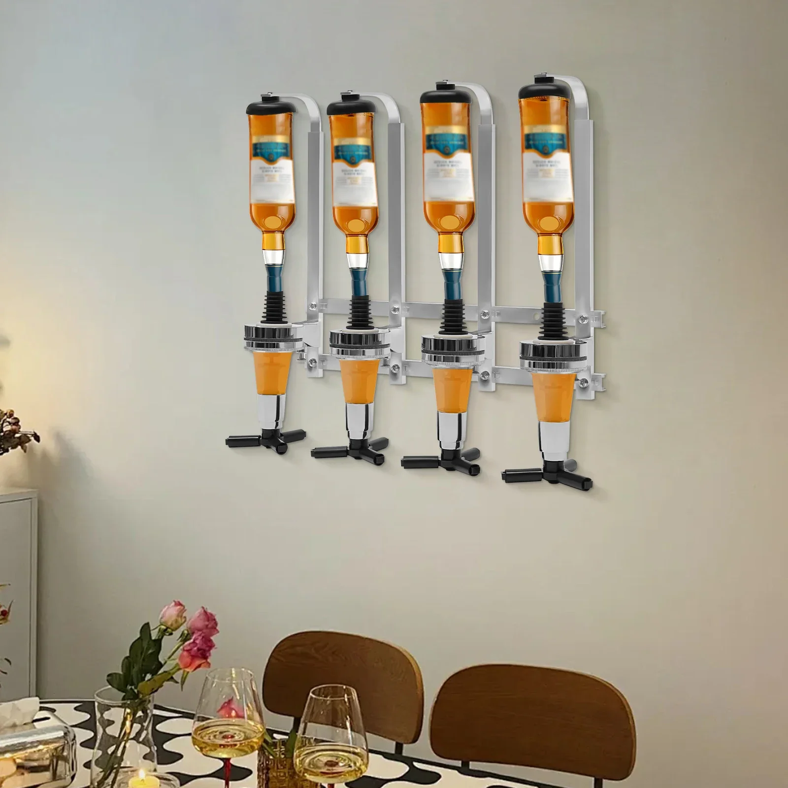 4-Bottle Wall Mount Liquor Dis - Wine With Beer Cocktail recensione e prezzo