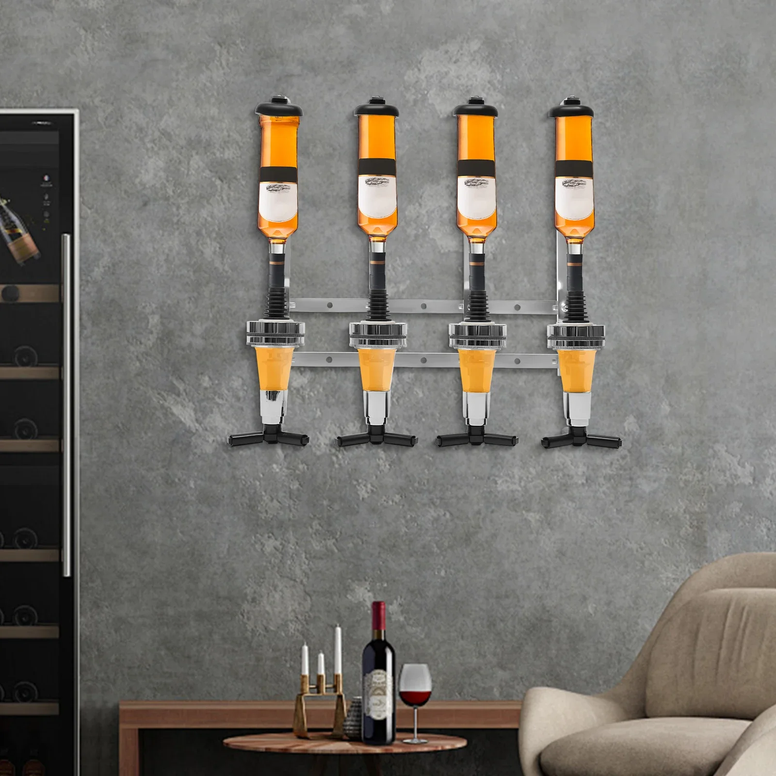 4-Bottle Wall Mount Liquor Dis - Wine With Beer Cocktail recensione e prezzo