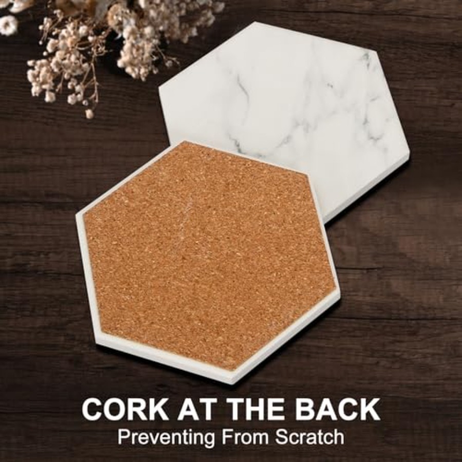 White Marble Coasters Set of 6 - Wine Beer Coffee Drink recensione e prezzo