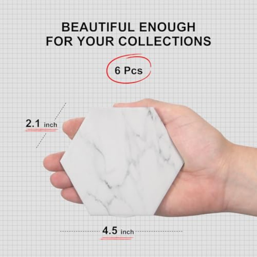 White Marble Coasters Set of 6 - Wine Beer Coffee Drink recensione e prezzo
