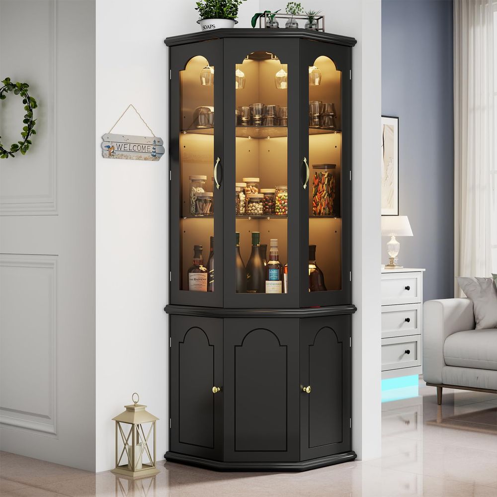 Corner Bar Cabinet w LED Light - Wine & Beer Unlimited Spirits Photos recensione e prezzo