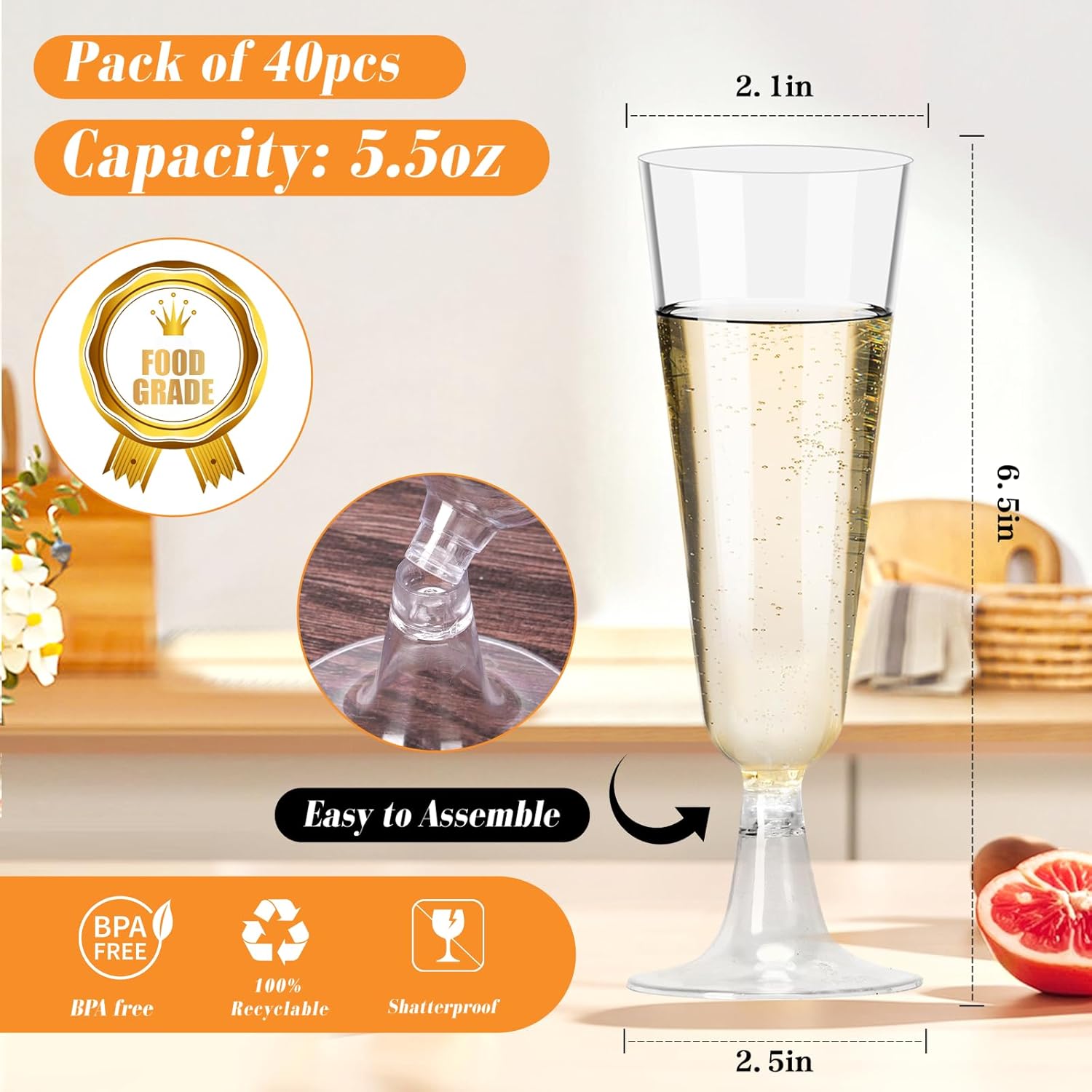 Plastic Champagne Flutes 40 Pa - Wine & Beer Unlimited Spirits Photos recensione e prezzo
